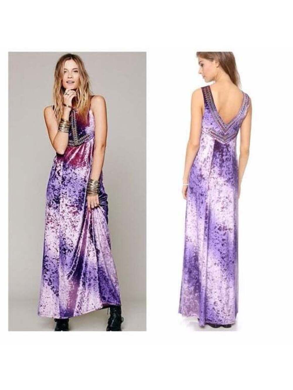 Free People Hello Gorgeous Crushed Velvet Maxi Dress New Small